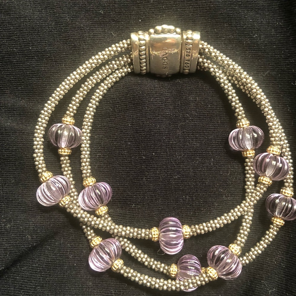 Lagos 3 strand purple amethyst bracelet